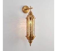 Fiunkes Gold Wall Sconce Lamp, Turkish Moroccan Hollow Metal Wall Light, 24 Inch Height Wall Mounted Porch Hallway Light for Living Room, Bedroom Bedside, Staircase,1piece