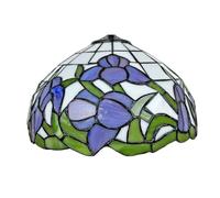 Fiunkes Purple White Stained Glass Lampshade Replacement, 12 Inch Tiffany Style Green Leaves Shade for Table Lamps Pendant Lamps Ceiling Lamp Floor Lamp
