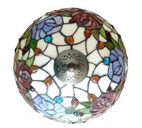 Fiunkes Tiffany Style Rose Lampshade Replacement, Floral Red Purple Green Stained Glass Amber Beads Shade for Table Lamp, Pendant Light, Floor Lamp,Ceiling Fixture, 12Inch