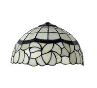 Fiunkes Vintage Antique Handicraft Lampshade Replacement for Table Lamps Pendant Lamp Wall Lights, Minimalist Tiffany Style White Beige Stained Glass Pastoral Floral Shade for Floor Lamp,12inch