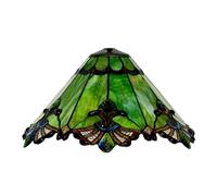 Fiunkes Vintage Mission Lamp Shade Replacement, Tiffany Style Stained Glass Baroque Lampshade Only for Table Lamp Floor Lamp Reading Desk Lamp Ceiling Pendant Light Chandelier,Green,12inch
