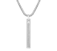 Fiusem Pendant Necklace for Men, Silver Tone/Gold Plated/Black Mens Penddant Necklaces with 2.5 mm Box Chain, Stainless Steel Bar Chain, 18-28 Inches, 18 inches, Stainless Steel, No Gemstone