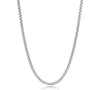 Fiusem Silver Tone/Gold Plated/Black Chain for Men, 2/2.5/3/4/5mm Stainless Steel Necklace for Men and Women, Box Chain 18-28 Inches, 22", Stainless Steel, No Gemstone
