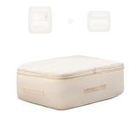 Fivaran Ultra Space Saving Self Compression Organizer, Comforter Storage Bag for Clothes, Blankets, Pillows, Duvet, Comforters, Bedding Sets and Much More (Khaki,L - 54 * 42 * 30cm)