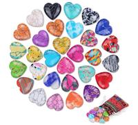 FIVAVA Set of 30 Gemstones for Children, Colourful Healing Stones Crystals Stones, Heart Stone Lucky Stones for Meditation, Chakra, Reiki, Energy Balancing