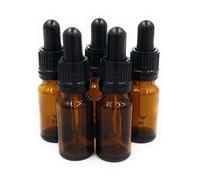 Five 10 ml Amber Glass Bottles with dropper pipettes