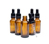 Five 1oz / 30ml Dropper Bottles with Graduated Pipette - Eye Dropper Bottle - Glass Oil Dropper Bottle - 30ml Dropper Bottle - 1oz Amber Glass Bottles with Dropper - Graduated Dropper Bottle
