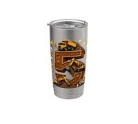 Five 5th Birthday Construction Truck 5 Year Old Boys Gifts Stainless Steel Insulated Tumbler