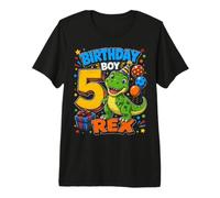 Five 5yr 5th Birthday Boy Dinosaur 5 Year Old Toddler Gifts Premium T-Shirt