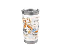 Five 5yr 5th Birthday Excavator Construction 5 Year Old Boy Stainless Steel Insulated Tumbler