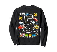 Five 5yr 5th Birthday Vehicles Cars Planes Fire Truck Boys Sweatshirt