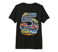 Five 5yr 5th Birthday Vehicles Road Number 5 Year Old Boy Premium T-Shirt