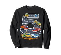 Five 5yr 5th Birthday Vehicles Road Number 5 Year Old Boy Sweatshirt