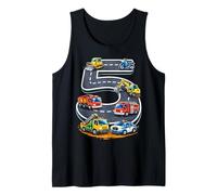 Five 5yr 5th Birthday Vehicles Road Number 5 Year Old Boy Tank Top