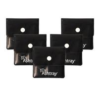 Five All-Black Portable Pocket Ashtrays (5-Pack) - Smell-Proof, Fireproof, On-the-Go Ash Storage