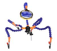 Five Arm Flexible Soldering Station Clip, Soldering Hands with Magnifying Glass, Adjustable Helping Arms for Welding Repair, Aluminum Alloy Table Clip for 5-50MM Tables, Anti - S (Without Fan)