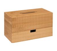 Five Bamboo Tissue Box with Drawer and 3 Storage Compartments