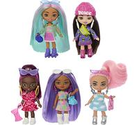 Five Barbie Dolls, Barbie Extra Mini Minis Bundle, Small Dolls with Colorful Fashions and Accessories , HPN09, Pink, purple