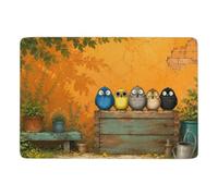 Five Birds on a Rusty Railing Short Pile Rug 150 x 100 cm, Soft Non Slip | Printed bedroom rug with soft underfoot feel, for bedroom and living room