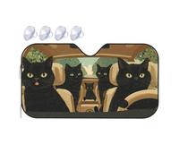 Five Black Cats Are Riding In The Car. Car Windshield Sun Shade, Accordion Foldable Auto Sun Visor Protector For Car Truck Suv, Uv & Sun Blocker, Keeps Vehicle Cool, Easy To Install & Store 55" X 30"