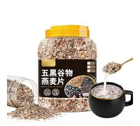 Five-Black Grains Oatmeal Mix, 1kg Jar - Instant Breakfast Cereal With Black Sesame, Wheat, Rice, Beans & Rye, No Added Sugar, Quick Prep