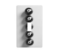 Five Black Number 8 Pool Balls Light Switch Cover Decorative Single Toggle 1 Gang Wall Plate for Kitchen Farmhouse Bedroom Bathroom Art Decor