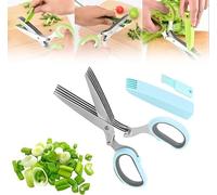 Five Blade Kitchen Salad Scissors,Multipurpose 5 Blade Kitchen for Cutting Cilantro Onion Salad,Multi-Blade Herb Scissors Multi-Layers Kitchen Cutting Scissors