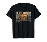 Five Boroughs New York City Travel Design Distressed Value Graphic T-Shirt, Men, Black, L