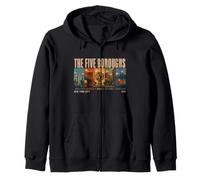 Five Boroughs New York City Travel Design Distressed Zip Hoodie