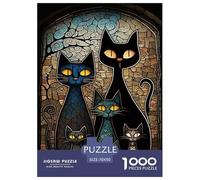 Five Cats Jigsaw Puzzles Puzzles for Adults Kids. 1000 Piece Interesting Great Gifts Challenge Toy Educational Game Home Decoration for Adults& Kids Age 14 Years Up 70x50cm/1000pcs