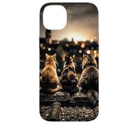 Five Cats on Roof Urban City View Case for iPhone 14 Plus