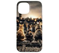 Five Cats on Roof Urban City View Case for iPhone 15