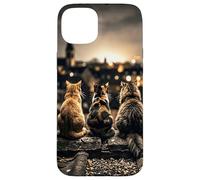 Five Cats on Roof Urban City View Case for iPhone 15 Plus