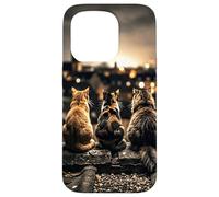 Five Cats on Roof Urban City View Case for iPhone 15 Pro