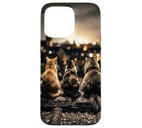 Five Cats on Roof Urban City View Case for iPhone 15 Pro Max