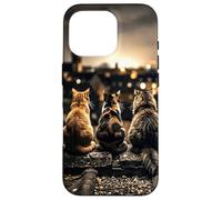 Five Cats on Roof Urban City View Case for iPhone 16 Pro