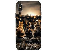 Five Cats on Roof Urban City View Case for iPhone X/XS