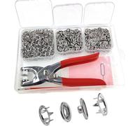 Five Claw Buckle Tool Set 200 Sets Poppers Fasteners Kit, 9.5mm Press Stud Kit with Fastener Pliers, Metal Snap Fasteners Press Studs No Sewing, for Sewing and DIY Crafting