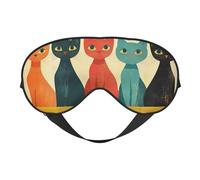 Five Color Cats Print Sleep Mask with Adjustable Strap, Comfortable Eye Cover for Travel, Yoga, Napping, Sleeping & Relaxation