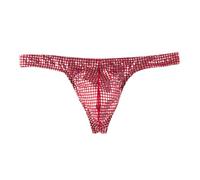 Five Color Glitter Men's Sexy Thong Men's T Pants Alternative Seductive Men's Sexy Underwear Passport Underwear (Red, S)