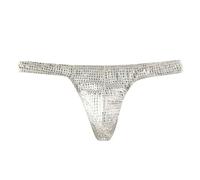 Five Color Glitter Men's Sexy Thong Men's T Pants Alternative Seductive Men's Sexy Underwear Passport Underwear (White, L)