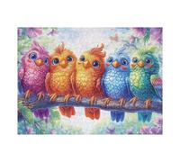 Five Colorful Cartoon Birds Perched 500 Piece Complete Jigsaw Puzzle Set Teens Beginners Educational Challenge Puzzle Fans Group Play Anniversary Quality Material 500 PCS