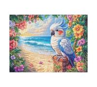 Five Colorful Parrots on Blooming Branch 500 Pc Classic Jigsaw Puzzle Puzzle for Adults Hard Challenging Hobby Home Decor Poster Recycled Material 500 PCS