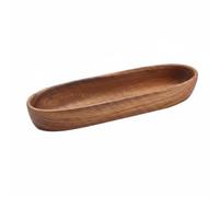 Five Compartment Tray Wooden Serving Platter Organizer Acacia Bowl Distinctive Aesthetic Portable for Mixed Appetizers Suitable for Parties Tea, Large Boat Shape