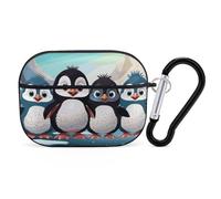 Five Cute Penguins AirPods Pro 2 Case Cover, Shockproof Hard Shell Protective Case for Women Men, Compatible with Airpod Pro Case 2nd/1st Generation with Keychain-Black