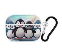 Five Cute Penguins AirPods Pro 2 Case Cover, Shockproof Hard Shell Protective Case for Women Men, Compatible with Airpod Pro Case 2nd/1st Generation with Keychain-White
