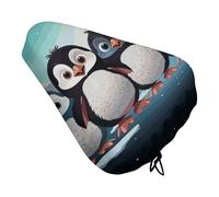 Five Cute Penguins Bike Seat Cushion Cover Soft Padded Bike Seat Cover for Men Women Comfort, Waterproof Road Bikes Saddle Covers with Drawstring Replacement Exercise Seats Cushion for Mountain Bikes