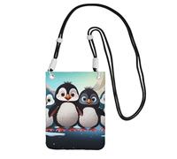Five Cute Penguins Cell Phone Purse For Women, Cell Phone Sleeve Pouch Case Wallet Bag With Black Shoulder Strap Travel Pouch