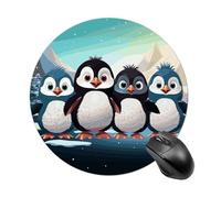 Five Cute Penguins Mouse Pad with Non-Slip Rubber Base,Small Round Mousepad 7.8" Diameter,Mouse Mat for Computers, Laptop, Gaming, Office & Home
