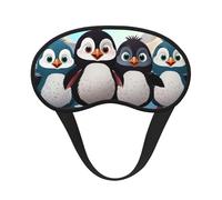 Five Cute Penguins Sleep Mask for Side Sleeper Soft Breathable Sleeping Eye Mask Blackout Silk Eye Sleep Shade Cover with Elastic Strap Night Blindfold for Women Men Travel Nap